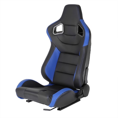 Spec-D Tuning Racing Seat - Black With Blue Pvc - Left Side, PK2 RS-2854L